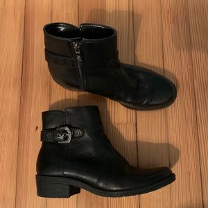 Black leather ankle boots